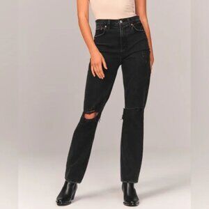 Abercrombie & Fitch The 90's Straight Ultra High Rise Jeans, Black - Size 25/0 R
